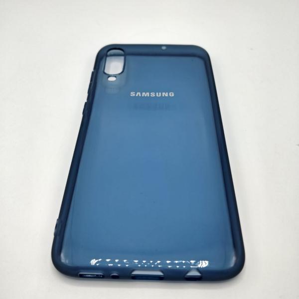 ESTUCHE SAMSUNG A70 MOMO COLOR TRANSPARENTE AZUL