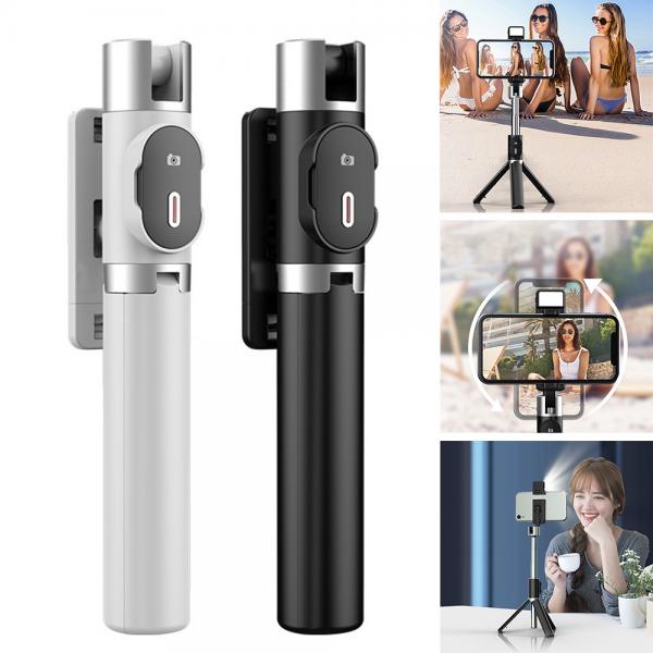 MONOPOD BASTON SELFIES CON BLUETOOTH Y LUZ NEGRO NEGRO