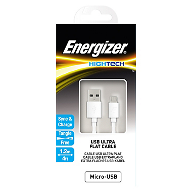 CABLE ORIGINAL ENERGIZER PLANO MICRO USB BLANCO BLANCO