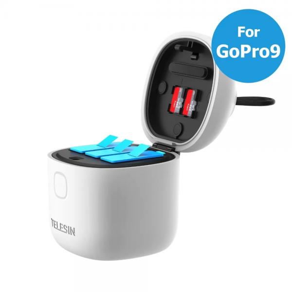 CARGADOR TELESIN HERO 9 ALLIN BOX PARA GOPRO HERO9 GRIS GRIS