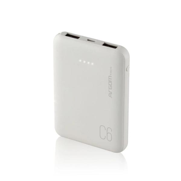POWER BANK ARGOM C6 6000MAH WHITE ARG-PB-1136WT BLANCO BLANCO